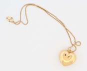 Gold Heart Pendant on Snake Pattern Chain - Weldons Jewellers