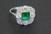 Emerald and Diamond Belle Époque Ring - Weldons Jewellers