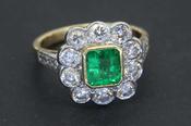 Emerald and Diamond Cluster Ring - Weldons Jewellers