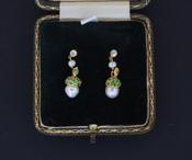 Pearl and Demantoid Garnet Earrings - Weldons Jewellers image