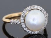 Pearl and Diamond Cluster Ring - Weldons Jewellers image