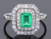 Belle Époque Emerald and Diamond Cluster Ring - Weldons Jewellers image