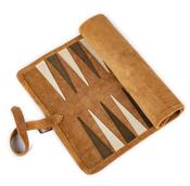 Premium Handcrafted Cinnamon Brown Suede Roll-Up Backgammon Set | Westgate Design