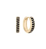 Halo Eclipse Mini Black Enamel Hoop Earrings Gold | Westgate Design image