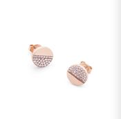CIRCLE PAVE ROSE GOLD HALF PAVE EARRINGS | Westgate Design