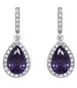 Silver Pear Shape Earrings - Purple | Westgate Design image