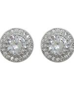 Silver Round Earrings Pave Set Surround | Westgate Design image