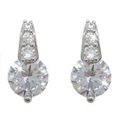 Silver Round Stud Earrings With Pave Bale | Westgate Design image