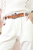 Ornate western buckle belt (Tan) image