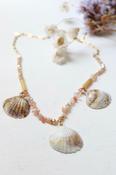 Pink beaded shell necklace image