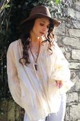 Embroidered silky peasant blouse image