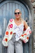 Pink floral crochet cardigan image
