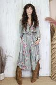 Faded floral sage green dress