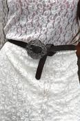 Ornate floral buckle belt (Brown)