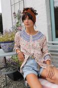 Ditsy floral frill trim blouse image