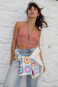 Longline floral lace bralette (peachy pink)