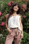 Open knit tank top (Cream) image
