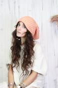 Slouchy knit beanie (Peach) image