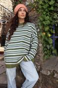 Moss green slouchy stripe jumper image