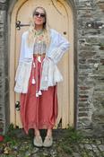 Embroidered crochet trim tiered kimono