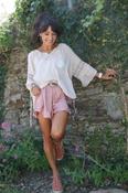 Taupe cotton peasant blouse
