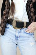 Western buckle stretch belt (Black) image