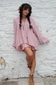 Crochet insert peasant blouse (Pink) image