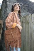 Fringe faux suede hand bag image