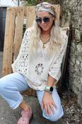 Longline crochet top (Beige) image