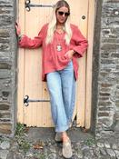 Crochet insert peasant blouse (Rust) image