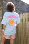 Sky blue summer graphic tee