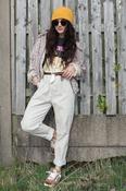 Paper bag waist cord trousers (Cream) image