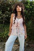 Lace trim tie front top image