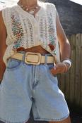 Gold buckle woven stretch belt image