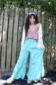 Aqua ornate flowy trousers image
