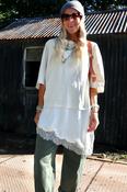 Asymmetrical lace trim tee