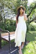 Butter yellow striped floral dress image