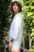 Floral embroidered peasant blouse (Light blue) image