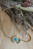 Disc necklace with turquoise stone (Gold)