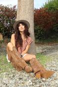 Knee high western fringe boots image