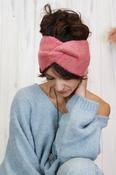 Chevron knit bow headband (Pink) image