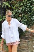 Crochet insert peasant blouse (White) image