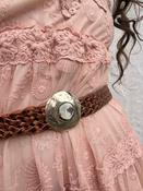 Etched buckle braided leather belt image