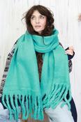 Soft knit tassel scarf (Turquoise) image