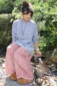 Silky lace trim jumper (Grey)