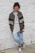 Earth toned geometric knit cardigan