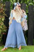 Diamond printed cotton trousers(lavender) image