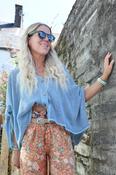 Washed blue linen top image
