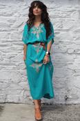 Teal dress with gold embroidery image