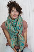 Blue leopard print soft knit scarf image